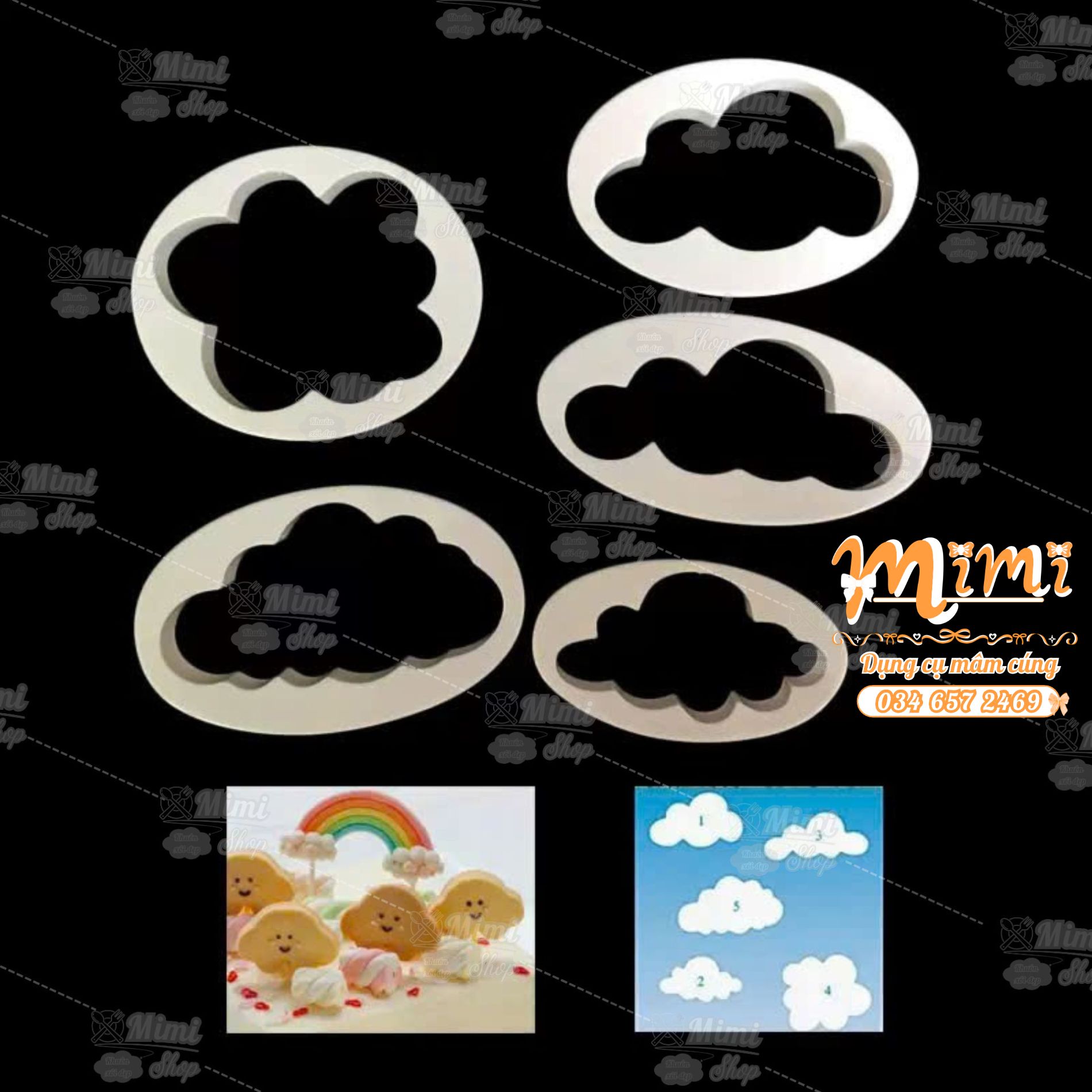 Set 5 khuôn cắt đám mây trang trí đậu